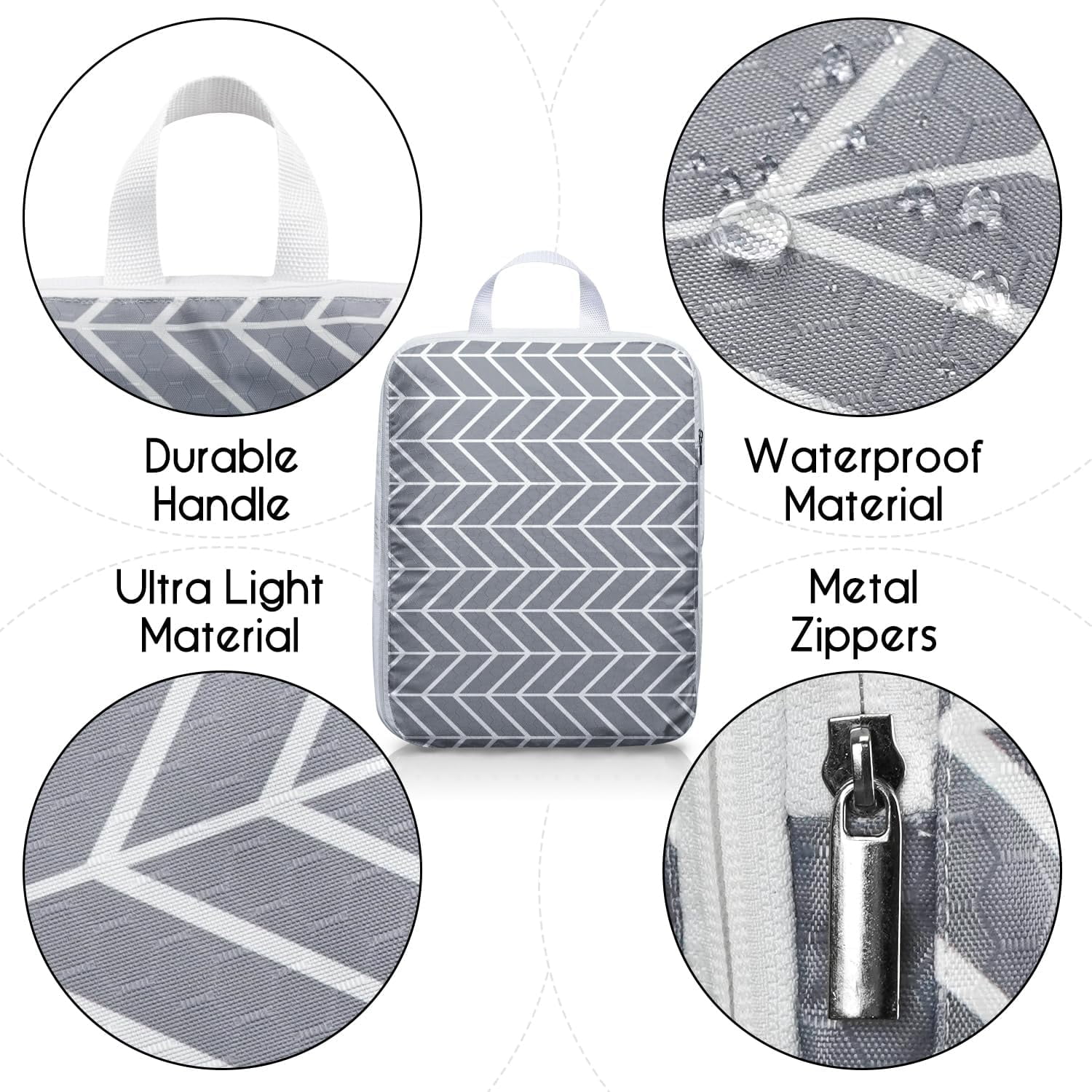 6 Set Compression Packing Cubes for Travel,Bohemia Packing Cubes for Suitcase Luggage Organizer Bags,Travel Essentials for Carry on Backpack,Ultralight and Waterproof(Boho Geometric Stripe)