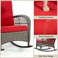 thumbnail image 5 of MeetLeisure Patio Wicker Outdoor Lounge Rocking Chair with Cushion, Red, 5 of 8