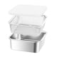 thumbnail image 1 of Recipiente de acero inoxidable para almacenar alimentos con colador, recipiente para preparar comidas, transparente 2000 ml, 1 of 9