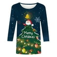 thumbnail image 4 of ShiShine Christmas Shirts for Women 3/4 Sleeve Tunic Tops Glitter Xmas Print Tshirt Crewneck Pullover Blouses Tees, 4 of 5