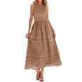 thumbnail image 3 of Jaimenalin Women'S Summer Dresses Sleeveless Crewneck A-Line Boho Lace Eyelet Tank Maxi Dress with Pockets Khaki XL, 3 of 9