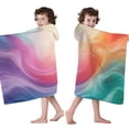 thumbnail image 4 of Rainbow Tie Dye Swirl Pattern Hooded Bath Towel，50"x30" for Ages 3 To 12 Kids, Quick Dry Lightweight Soft Microfiber Hood Beach Towel Cover Up for Kids, 4 of 7