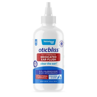 Vetnique Labs Oticbliss Vet Strength Medicated Ear Flush, for Dogs and Cats, 4 oz