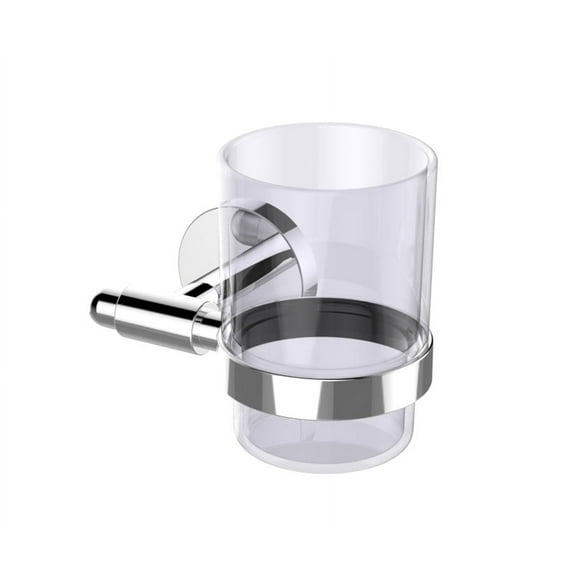 Eviva Clear Glassy Tooth Brush Holder Wall Mount (Brushed Nickel) Bathroom Acccessories