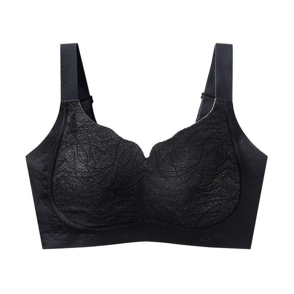 Women's Seamless Bra Heart-shaped Padded Light Thin Push Up Bra Full Coverage Bras Underwear Valentines Day Gifts (34/75BCD, Black)