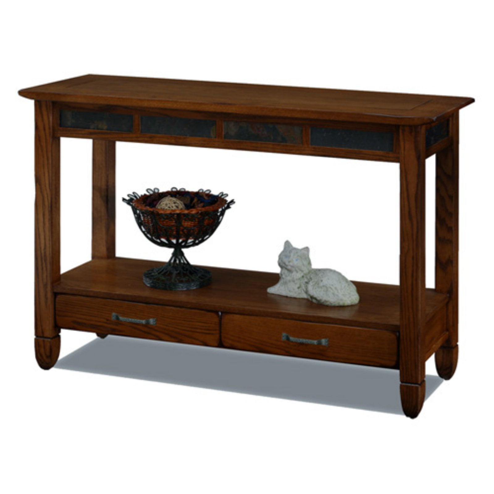 Leick Home 10933 Slatestone Rustic Oak Sofa Table