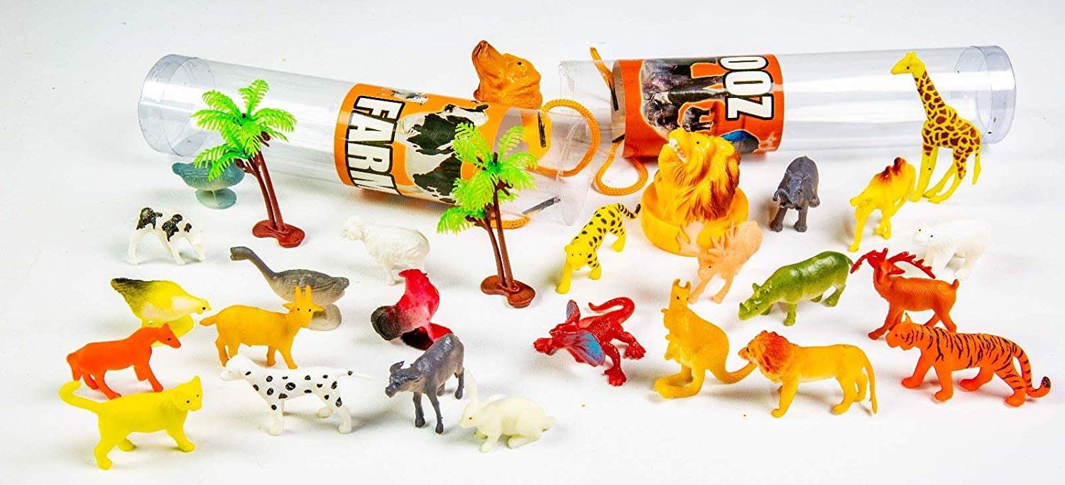 Kovot Mini Animal Toys in Tubes 69-Piece Set | Includes A Variety of Zoo,  Farm, Sea, Insects & Dinosaur Figures | 5 Separate Containers (5 Tubes  (Complete Set)) 