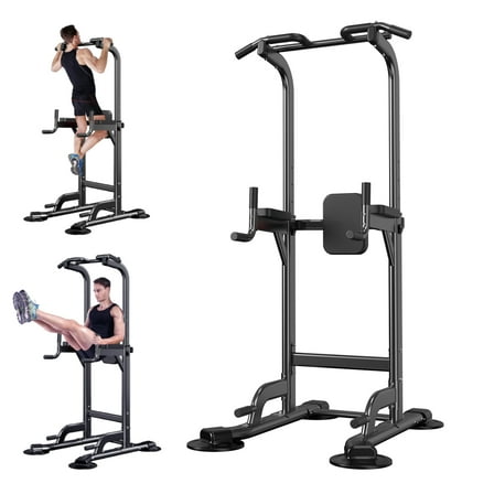Power Tower Adjustable Height Pull Up & Dip Station Multi-Function Home Strength Training Fitness Workout Station for Home Gym