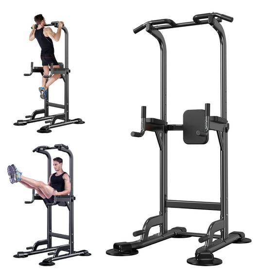 Power Tower Adjustable Height Pull Up & Dip Station Multi-Function Home Strength Training Fitness Workout Station for Home Gym