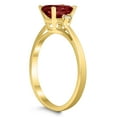 thumbnail image 2 of SZUL Women's Emerald Cut 7X5MM Garnet and Diamond Three Stone Ring in 10K Yellow Gold, 2 of 4