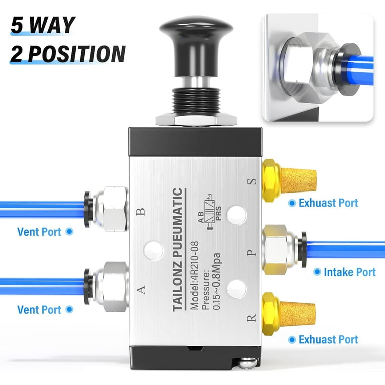 5 Way Pneuatic Air Hand Lever Valve 2 Position Operated Valve Solenoid