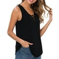 thumbnail image 4 of MSJUHEG Sleeveless Tops for Women Tank Top for Women Camisole Tops for Women Tank Tops Black Tank Top Woman Women's Short Sleeved Solid Color V Neck Vest Polyester Spandex 1PC Top Black M, 4 of 8