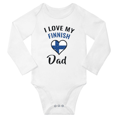 

I Love My Finnish Dad Baby Long Slevve Romper Bodysuit (White 6-12 Months)