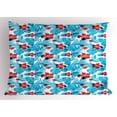 thumbnail image 1 of Luau Pillow Sham Palm Tree Leaves with Hibiscus Petals Traditional Icons of Exotic Beach Illustration, Decorative Standard Queen Size Printed Pillowcase, 30 X 20 Inches, Blue Red, by Ambesonne, 1 of 2