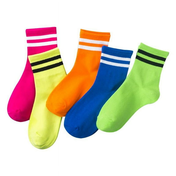 ZUARFY 5Pair/Set Soft Cotton Low Cut Ankle Socks Fluorescent Retro Color Pattern Sports Socks for Adults Men Women Daily Wear Supplies