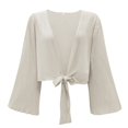 thumbnail image 4 of CNKOO Cardigan à Manches Cloche Plissé en Chiffon pour Femmes, 4 of 4