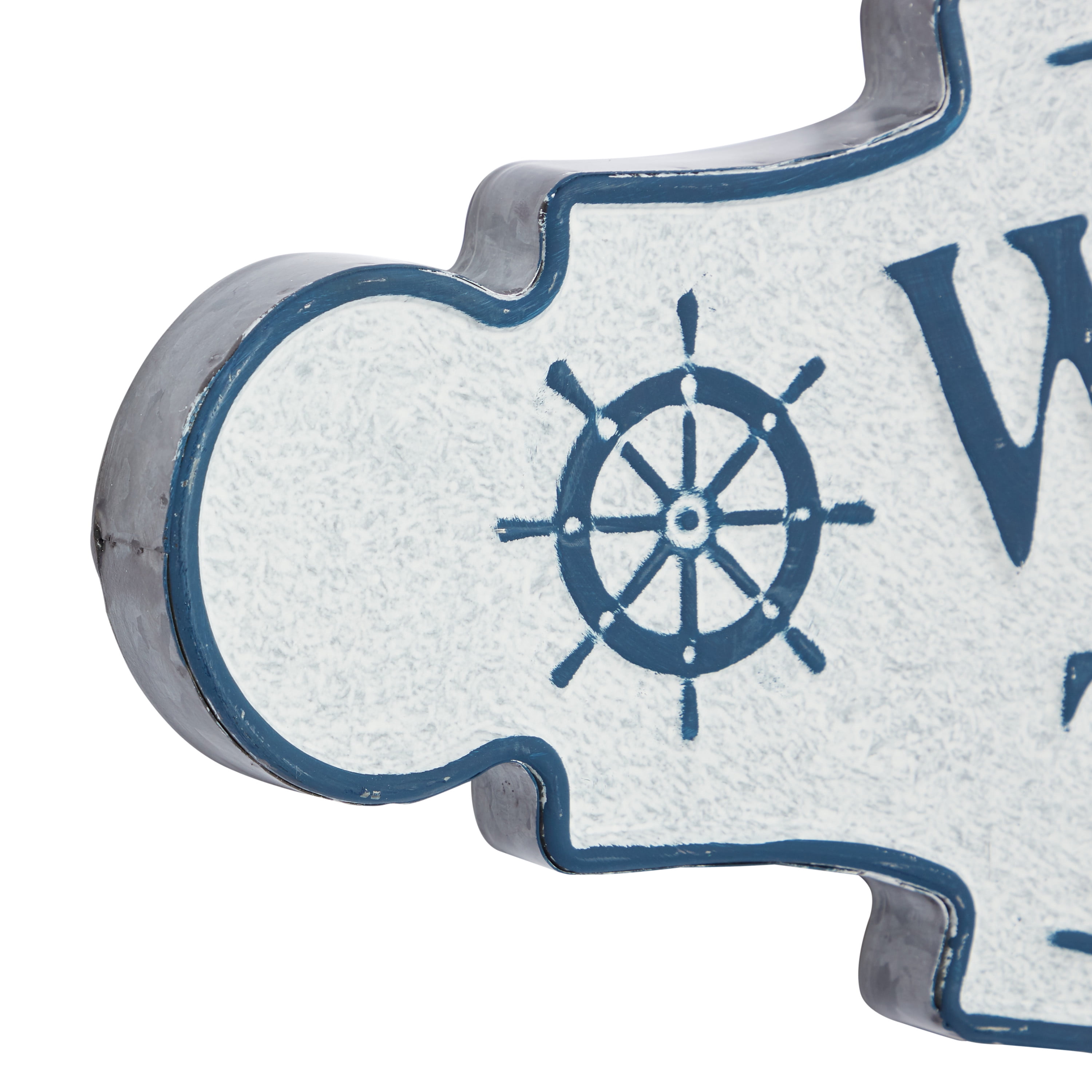 DecMode Blue Metal Welcome to the Beach Sign Wall Decor