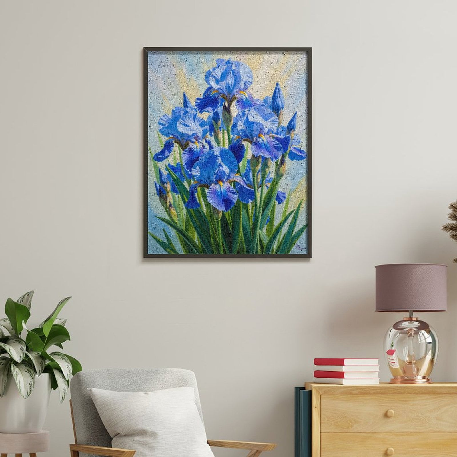 Paint by Numbers Kit for Adults, Blue Irises In Bloom Painting Paint by Numbers, Easy Paint by Numbers Kit for Adults Beginner, DIY Adult Paint by Number Kits on Canvas, Home Decor