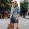 thumbnail image 4 of Vsdgher Robes d'Été Imprimé Paons pour Femmes Robe de Plage Décontractée Col en U Sans Manches Robe d'Été Ample avec Poche, 4 of 7