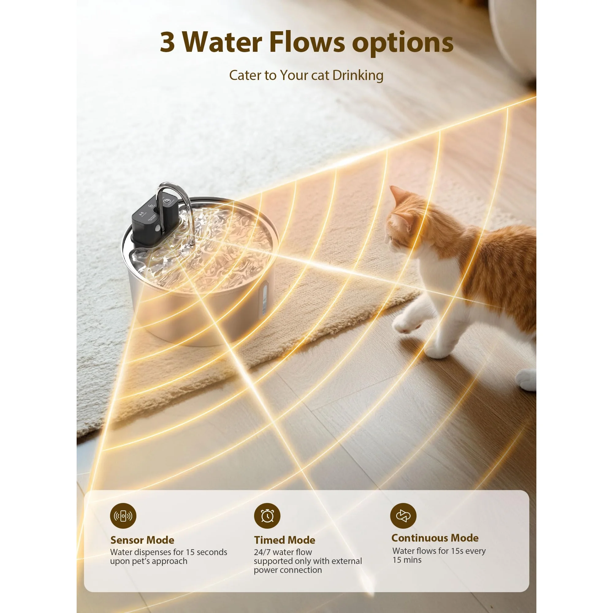 AGEETXT Cat Water Fountain Wireless, Stainless Steel Battery Operated Pet Water Dispenser with Quiet Pump and Filter, 108oz/3.2L Large Capacity for Cats, Dogs, and Multiple Pets