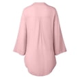 thumbnail image 4 of Only Moment Button Down Shirts for Women Long Sleeve V Neck Bamboo Nodes Cotton Loose Fit Long Sleeve Collared Blouse Casual V Neck Tops Outfits Pink,S, 4 of 6