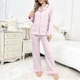 thumbnail image 2 of BRGZLK 2026 Silk Satin Pajamas Set For Women's Solid Color Casual Loose Long Sleeve Sleepwear Soft Button Down Loungewear Pjs Outfits, 2 of 6