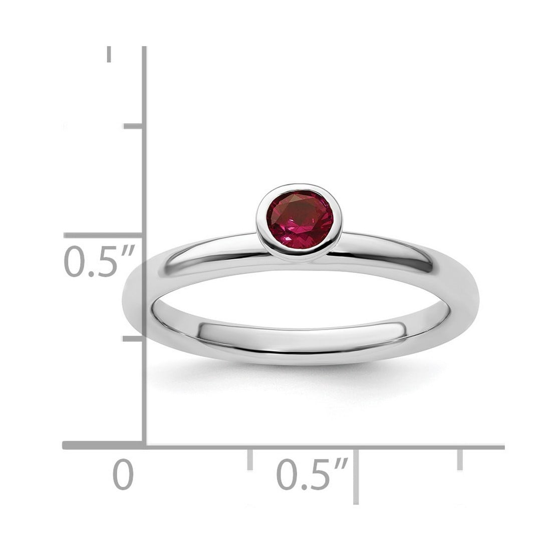 925 Sterling Silver Bezel Polished Stackable High 4mm Round Created Ruby Ring Size 10 Stackable Ring for Women