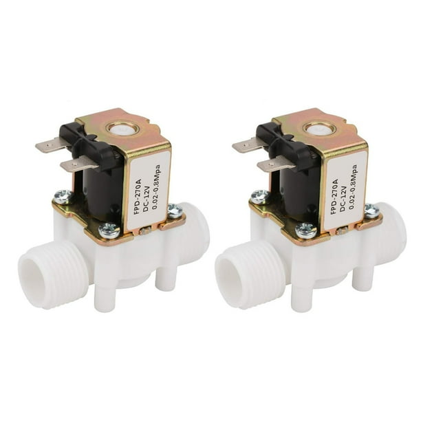 2X Dc12V N / C Válvula Solenoide de Agua Normalmente Cerrada Válvula Solenoide Eléctrica de Plástico G1 / 2 Pulgadas para Dispensador de Agua