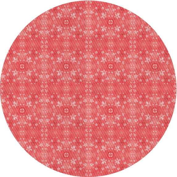 Ahgly Company Indoor Round Patterned Ferrari Red Area Rugs, 5' Round