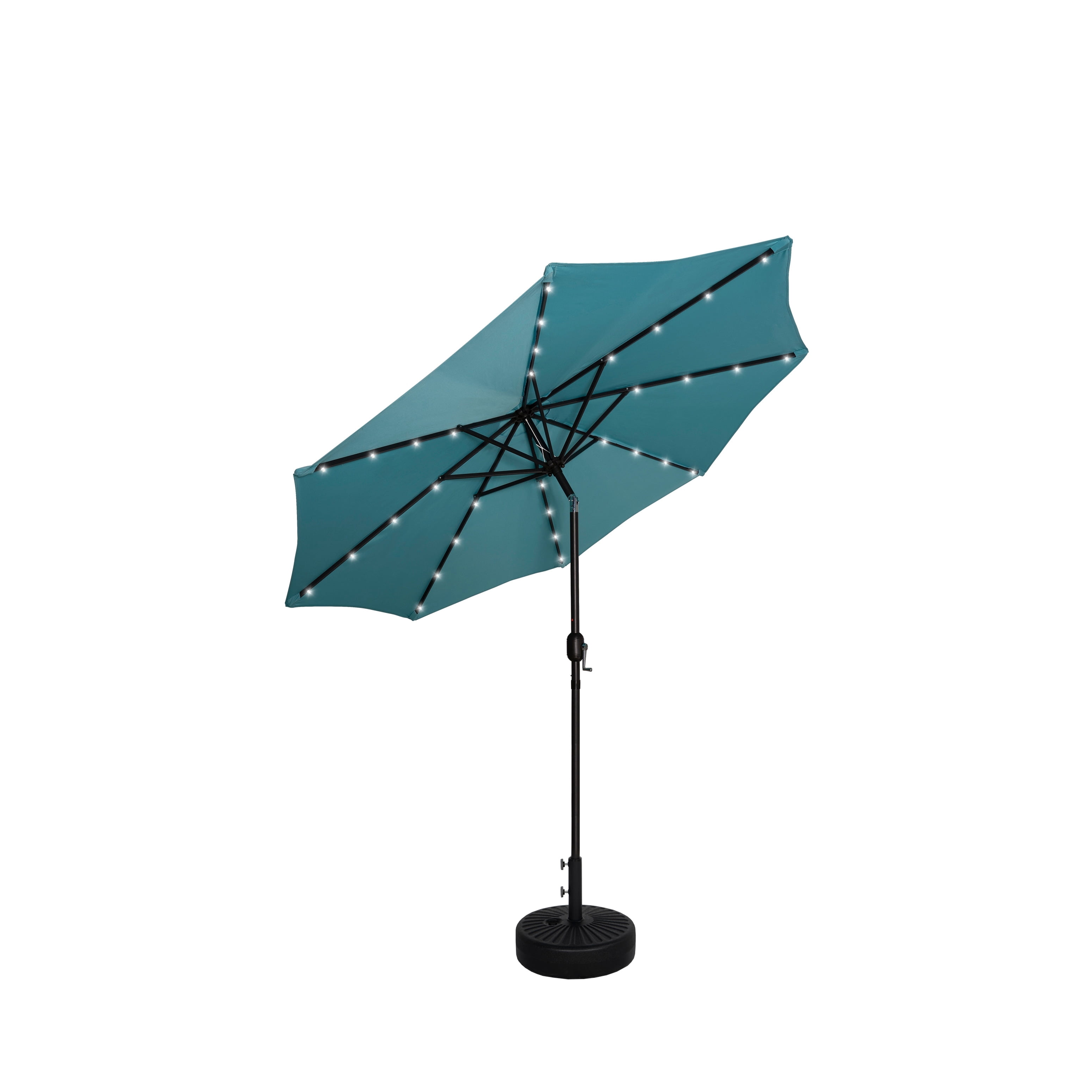 9 Ft. Solar Lighted Patio Umbrella with Base Included Turquoise