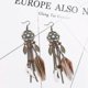 thumbnail image 2 of Pendientes largos yuxing con gancho antiguo plumas atrapasueños étnicos bohemios borlas hechos a mano geométricos vintage, 2 of 5