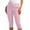 Pink, variant on Fmbrln Womens Capri Pants Elastic Waisted Tapered Summer Pants Slim Solid Color Cropped Pants with Pockets