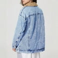 thumbnail image 4 of Women's Sherpa Fleece Denim Jakcets Casual Button Up Long-sleeved Solid Color Denim Coat Jacket, 4 of 8