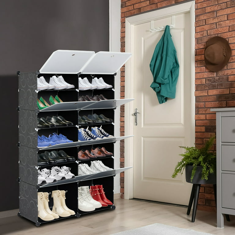 7-tier 14 Grids Shoe Rack Organizer Portable Large Capacity Tower Shelf  Storage Cabinet Stand For Heels Slippers