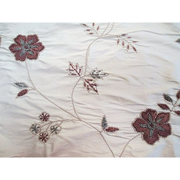 Fabric Robert Allen Beacon Hill Sir Percy Pewter 100% Silk Embroidery Floral JJ1