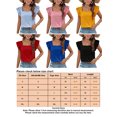 thumbnail image 3 of UKAP Women Tee Ruffle T Shirt Short Sleeve Summer Tops Casual Holiday Basic Pink S, 3 of 3