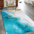 thumbnail image 2 of Abstract Waves Area Rugs 4x6 ft Blue Gold Retro Oil Painting Style Washable Rug Non Slip Indoor Carpet Absorbent Floor Mat for Living Room Bedroom Dining Room, 2 of 9