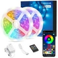 thumbnail image 1 of LED Strip Lights, 50ft 15m RGB Color Changing Music Sync LED Lights Strip with Remote, APP Bluetooth Control and 12V Power Supply for Bedroom TV Room Decor, Non-Waterproof, 1 of 6