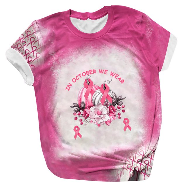 Blusa de Manga Corta Con Estampado de Letras Para El Día de La Cinta Para Mujer Odeerbi ODB184045