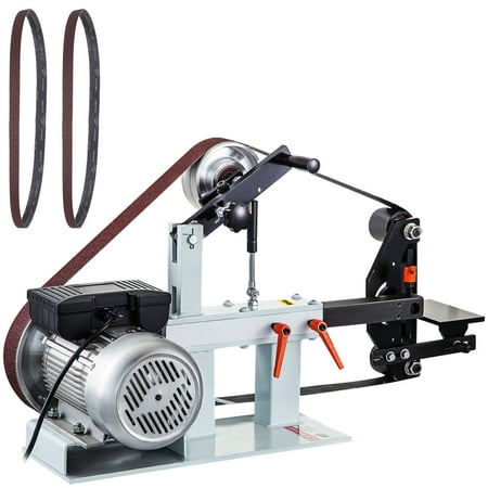 VEVORbrand 2Hp Belt Grinder Constant Speed 2" X 82" Belt Disc Sander with 3 Grinding Wheel 110V Bench Sander 12" Wheel and Flat Platen Tool Rest for Knife Making