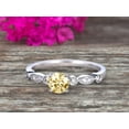 thumbnail image 4 of 1.50 Carat Art Deco Style 6mm Round Champagne Diamond Moissanite Ring on 10k White Gold Vintage Style, 4 of 5