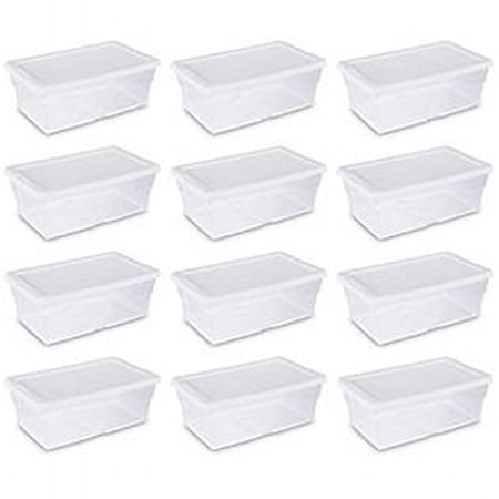12 PC,Sterilite 16428012 Storage Box, White Lid, 6 Qt
