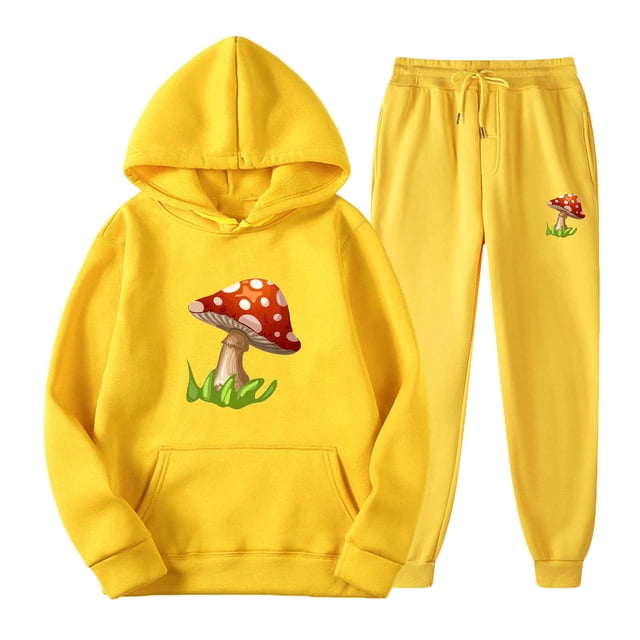 Pull Décontracté pour Hommes à Capuche Imprimé Sport Manches Longues Pantalon Ensemble Deux Pièces