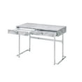 thumbnail image 3 of Tigress Writing Desk, White Printed Faux Marble & Chrome Finish 92615, 3 of 5