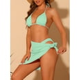 thumbnail image 4 of DARING DIVA Women's Halter Bikini Sets with Sarong Beach Skirt 3 Pieces M Mint Green, 4 of 6