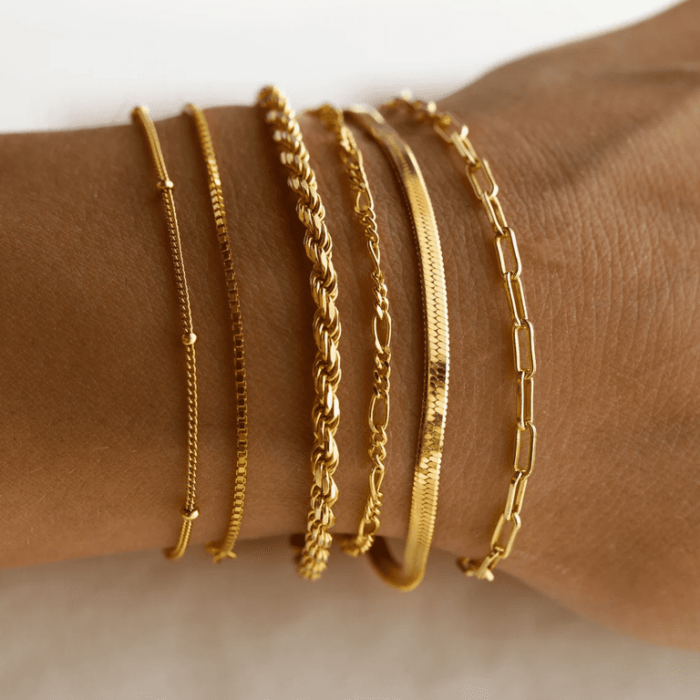 GOSFRY 6-Piece Gold Plated Stackable Bracelet Set photo 2