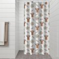thumbnail image 2 of White Highland Cow Flower Pattern Shower Curtain 36"x72" ,Bathroom Decorative Shower Curtains Set with 12 Hooks,Modern Waterproof Washable Shower Curtain, 2 of 6