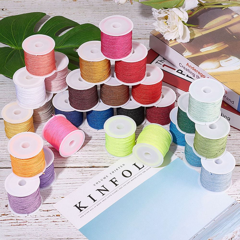 1Set Nylon Thread Nylon String Jewelry Bead Cord for Custom Woven Jewelry Making Mixed Color 0.8mm 45m/roll 28colors 1roll/color 28rolls/set