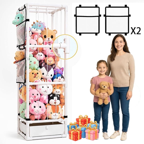 Stuffed Animal Zoo Storage Organizer PVC Large Plushie Holder for Toddler Room Playroom Aesthetic Nursery Furniture Toy Display Extra-large Capacity Design
