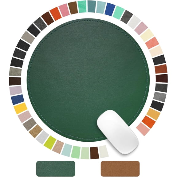 Mouse Pad,Round Mouse Pad,PU Mouse Pad,Leather Mouse Pad with Stitched Edge Micro-Fiber Base with Non-Slip Waterproof,Mouse Pad for Computers,Laptop